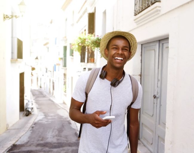 Confident masculine man walking with purpose, representing self-discipline and inner strength
